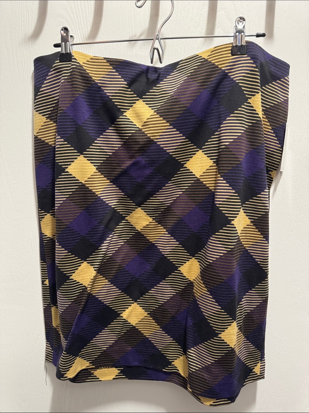 Grace Elements Purple and Yellow Plaid Pencil Skirt